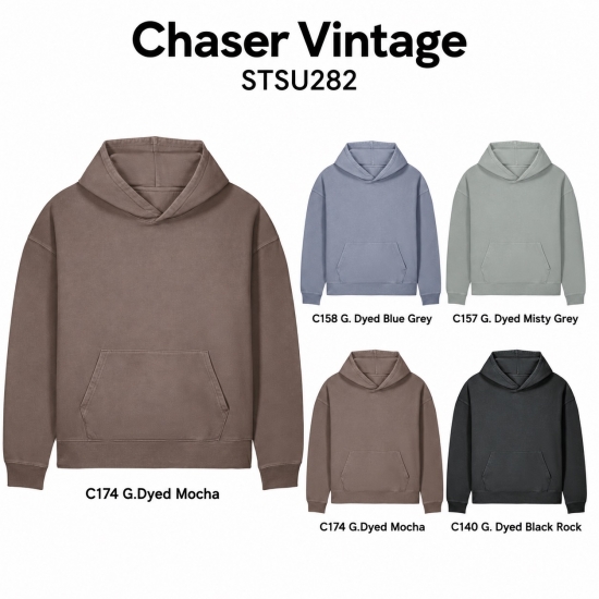 Stanley/Stella Chaser Vintage — unisex džemperis su gobtuvu, 300 g/m² — vaizdas iš priekio