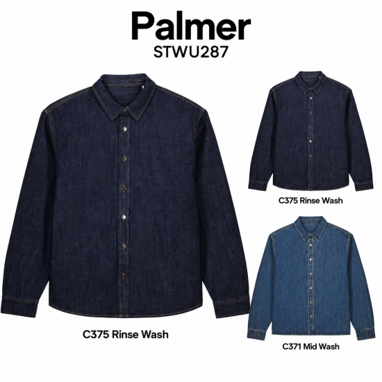 Stanley/Stella Palmer — unisex džinsa virskrekls, 440 g/m² — skats no priekšpuses