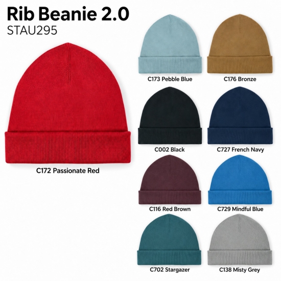 Stanley/Stella Rib Beanie 2.0 — adīta cepure — skats no priekšpuses