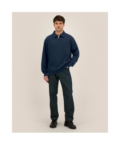 Proper — unisex polo džemperis su užtrauktuku, 280 g/m²