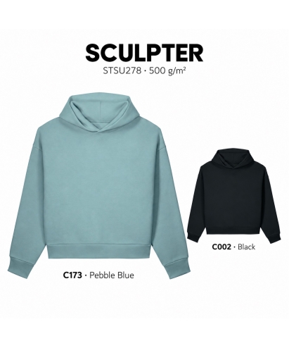 Sculpter — unisex džemperis su gobtuvu, 500 g/m²