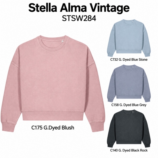 Stanley/Stella Stella Alma Vintage — moteriškas džemperis, 320 g/m² — vaizdas iš priekio
