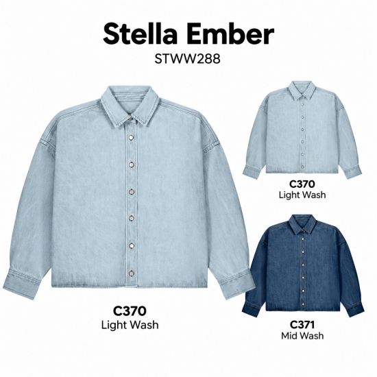 Stanley/Stella Stella Ember — sieviešu džinsa virskrekls, 440 g/m² — skats no priekšpuses